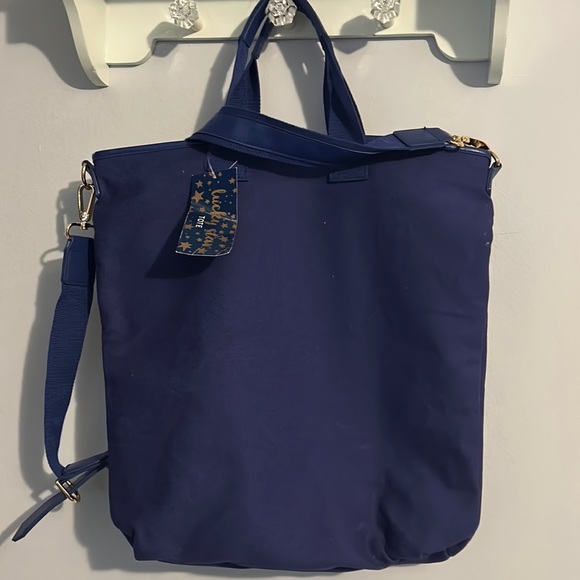 NWT Barnes  & Nonle punctuate Blue lucky star zippered tote - Picture 1 of 9
